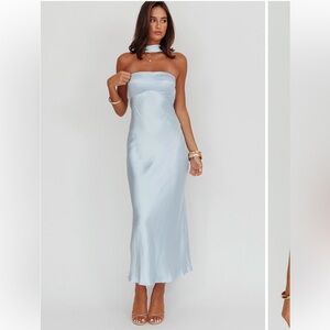 Reverse Halter Maxi Dress in Baby Blue
